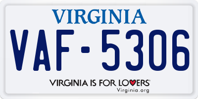 VA license plate VAF5306