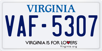 VA license plate VAF5307