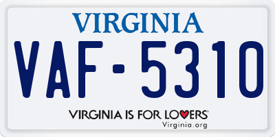VA license plate VAF5310