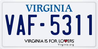 VA license plate VAF5311