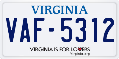 VA license plate VAF5312