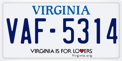 VA license plate VAF5314