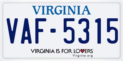 VA license plate VAF5315