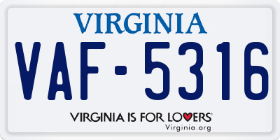 VA license plate VAF5316