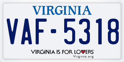 VA license plate VAF5318