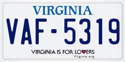 VA license plate VAF5319