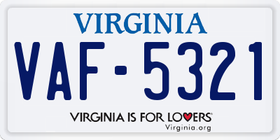 VA license plate VAF5321