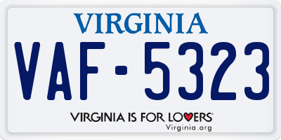 VA license plate VAF5323