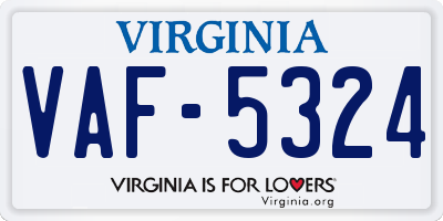 VA license plate VAF5324