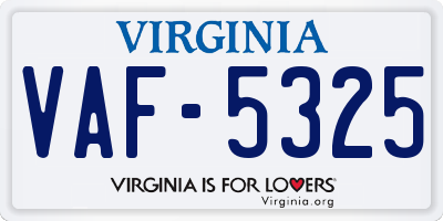 VA license plate VAF5325
