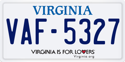 VA license plate VAF5327