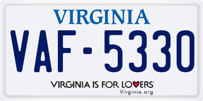 VA license plate VAF5330
