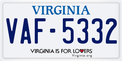 VA license plate VAF5332