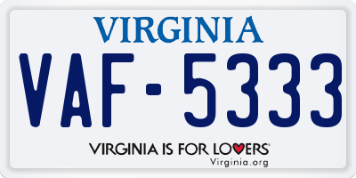 VA license plate VAF5333