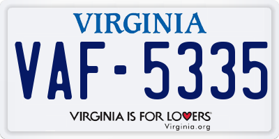 VA license plate VAF5335