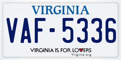 VA license plate VAF5336