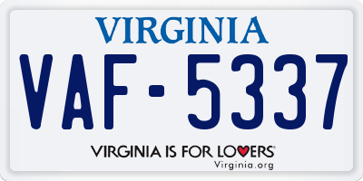 VA license plate VAF5337