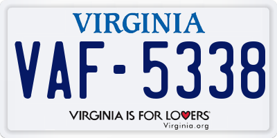 VA license plate VAF5338