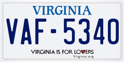 VA license plate VAF5340