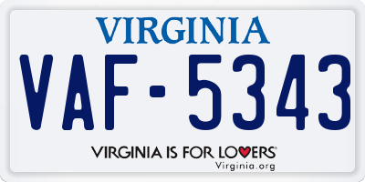 VA license plate VAF5343