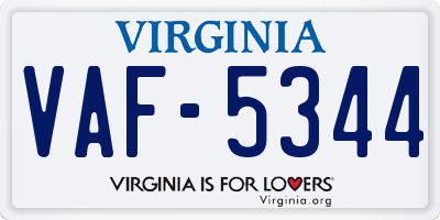 VA license plate VAF5344