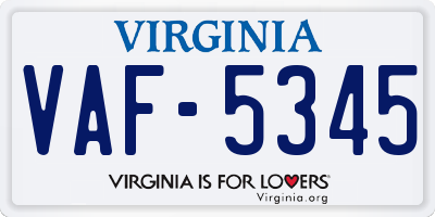 VA license plate VAF5345