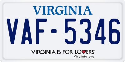 VA license plate VAF5346