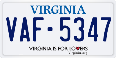 VA license plate VAF5347