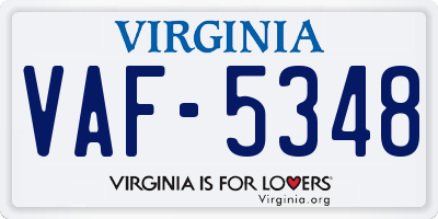 VA license plate VAF5348