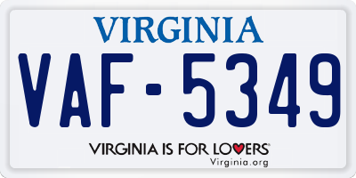 VA license plate VAF5349
