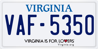 VA license plate VAF5350