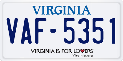 VA license plate VAF5351