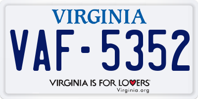 VA license plate VAF5352