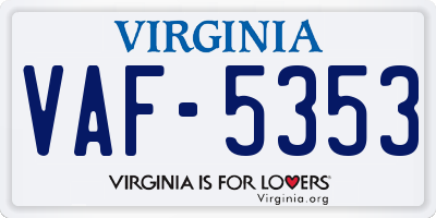 VA license plate VAF5353