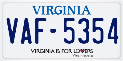 VA license plate VAF5354