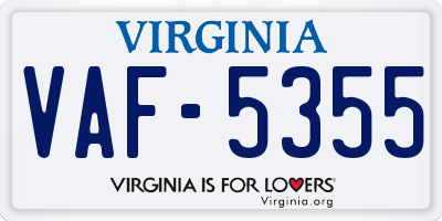 VA license plate VAF5355