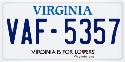 VA license plate VAF5357