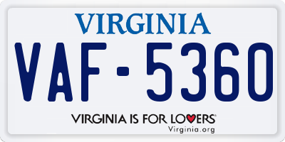 VA license plate VAF5360