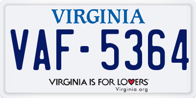 VA license plate VAF5364