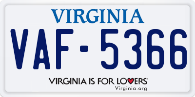 VA license plate VAF5366