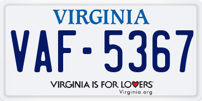 VA license plate VAF5367