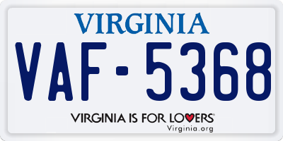 VA license plate VAF5368