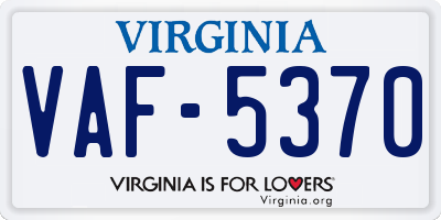 VA license plate VAF5370