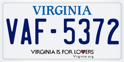 VA license plate VAF5372