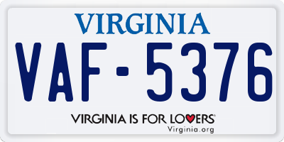 VA license plate VAF5376