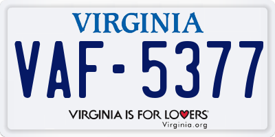 VA license plate VAF5377