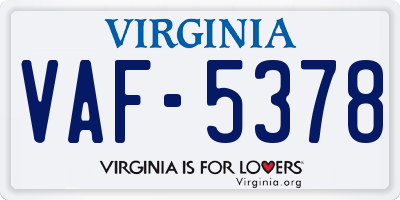 VA license plate VAF5378