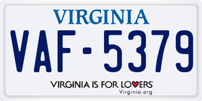 VA license plate VAF5379