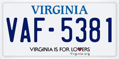 VA license plate VAF5381