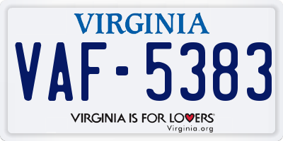 VA license plate VAF5383